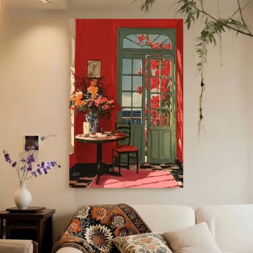 Nature morte florale grand tableau décoratif mural AEFOUU 70x90