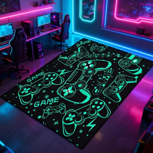 Comforight Gaming Area Rug Gaming Rug for Boys Bedroom 3D Non-Slip Colorful Area Rug Game Controller Carpet Floor Mat for Bedroom Living Playroom Decor(47.3x31.5)