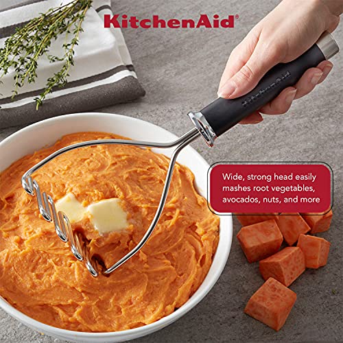 Kitchenaid Gourmet Stainless Steel Wire Masher, 10.24-Inch, Black & Classic Pizza Wheel, 9-Inch, Black #TOP3