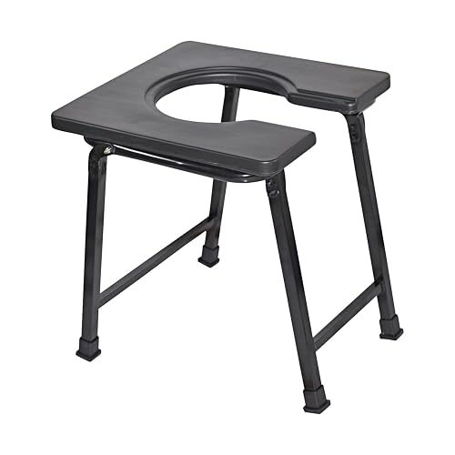 Premium Folding Powder Coated Metal Steel Shower Bathing Room Mobile Commode Stool Indian Toilet Seat for Elderly Disabled Man and Pregnant Women