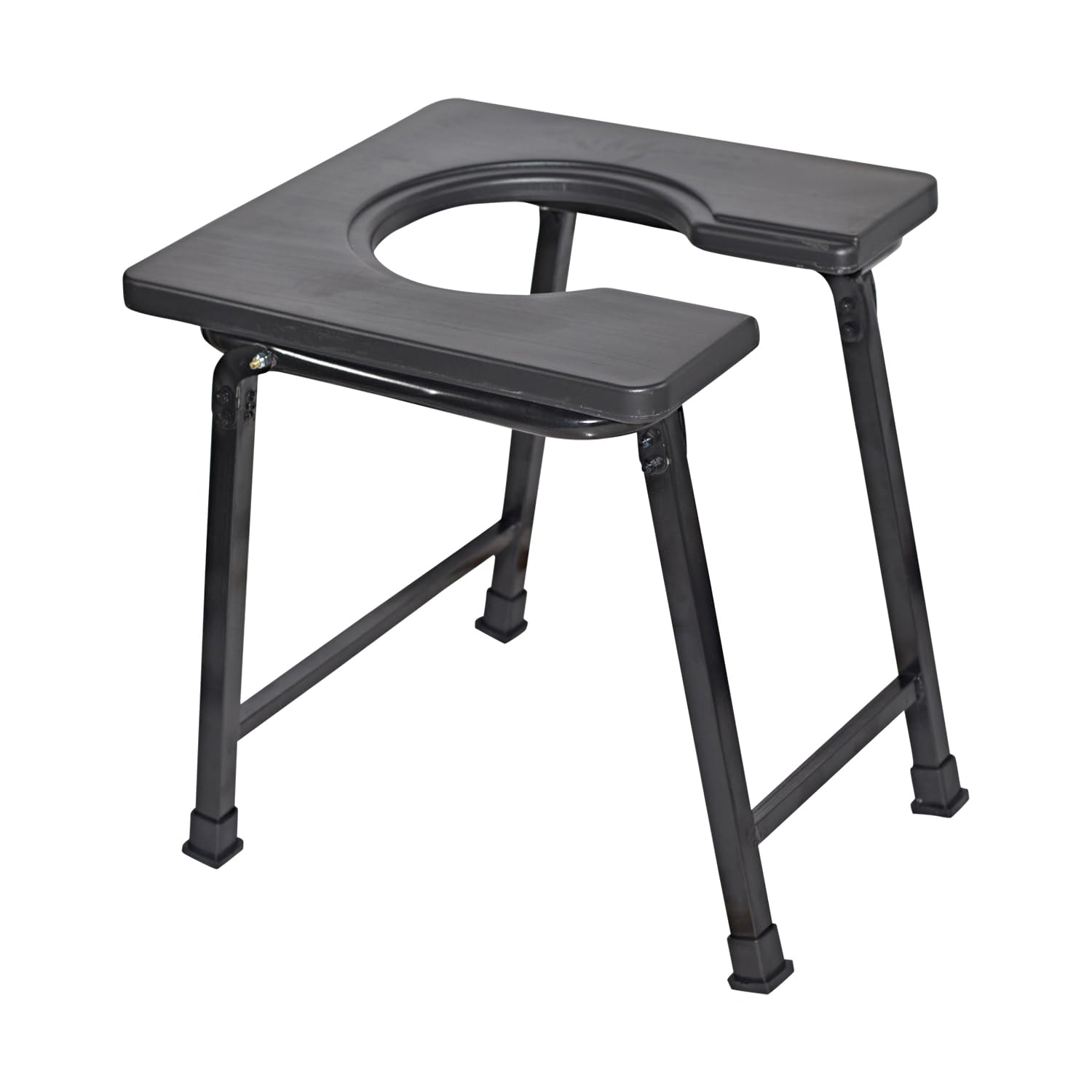 Premium Folding Powder Coated Metal Steel Shower Bathing Room Mobile Commode Stool Indian Toilet Seat for Elderly Disabled Man and Pregnant Women