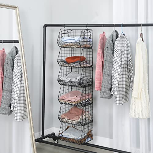 X-cosrack-6-Tier-Closet-Hanging-Organizer-Clothes-Hanging-Shelves-with-4-Hanging-Hooks-5-S-Hooks-Wire-Storage-Basket-Bins-for-Clothing-Sweaters-Shoes-Handbags-Clutches-Accessories-Patent-Design