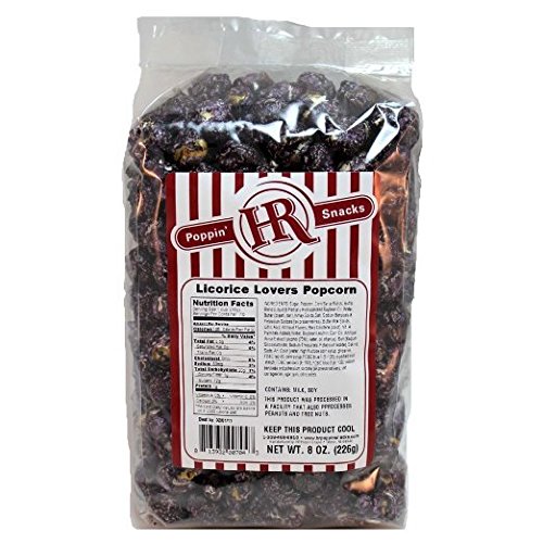 Gourmet Black Licorice Coated Popcorn | Pack of 3 | 8 oz. | Just Like The Candy | Made in Gibbon, NE | HR Poppin' Snacks