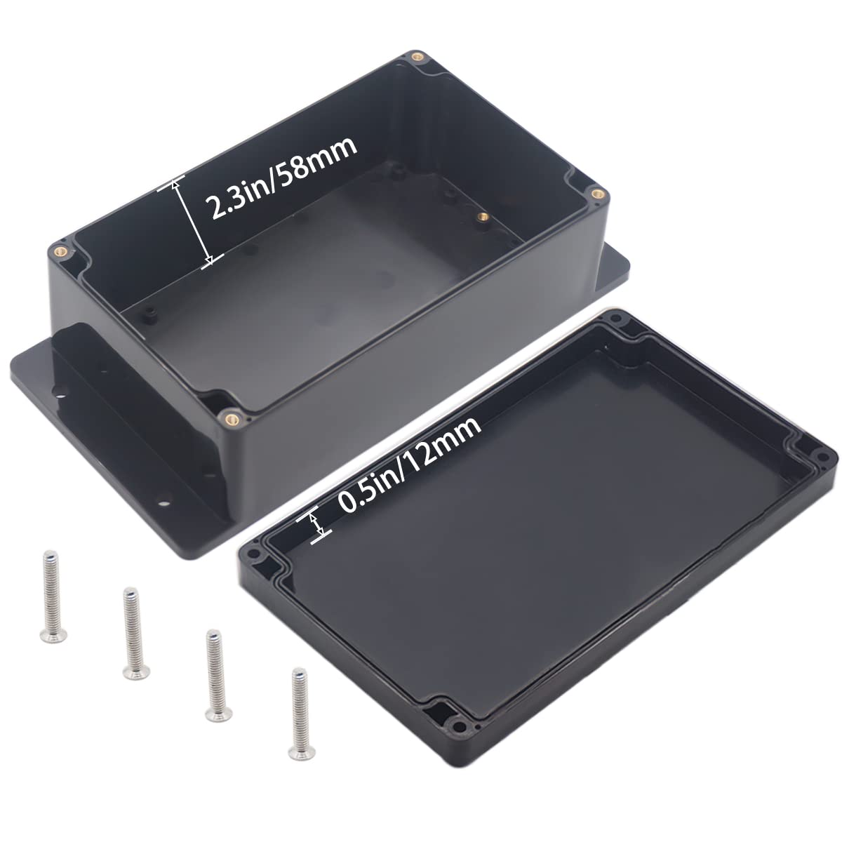 Watertight Junction Box, IP67 Waterproof Project Box Durable ABS Plastic Electronic Enclosure Case for DIY Electrical Project with Wall Fixed Ear 7.87" x 4.72" x 2.95"(200 x 120 x 75 mm)