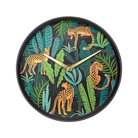 NexTime nXt-Wall Clock-Ø 30 cm Green-'Urban Jungle', Metal, Plastic Black Cover