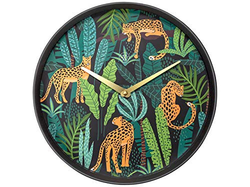 NexTime nXt-Wall Clock-Ø 30 cm Green-'Urban Jungle', Metal, Plastic Black
