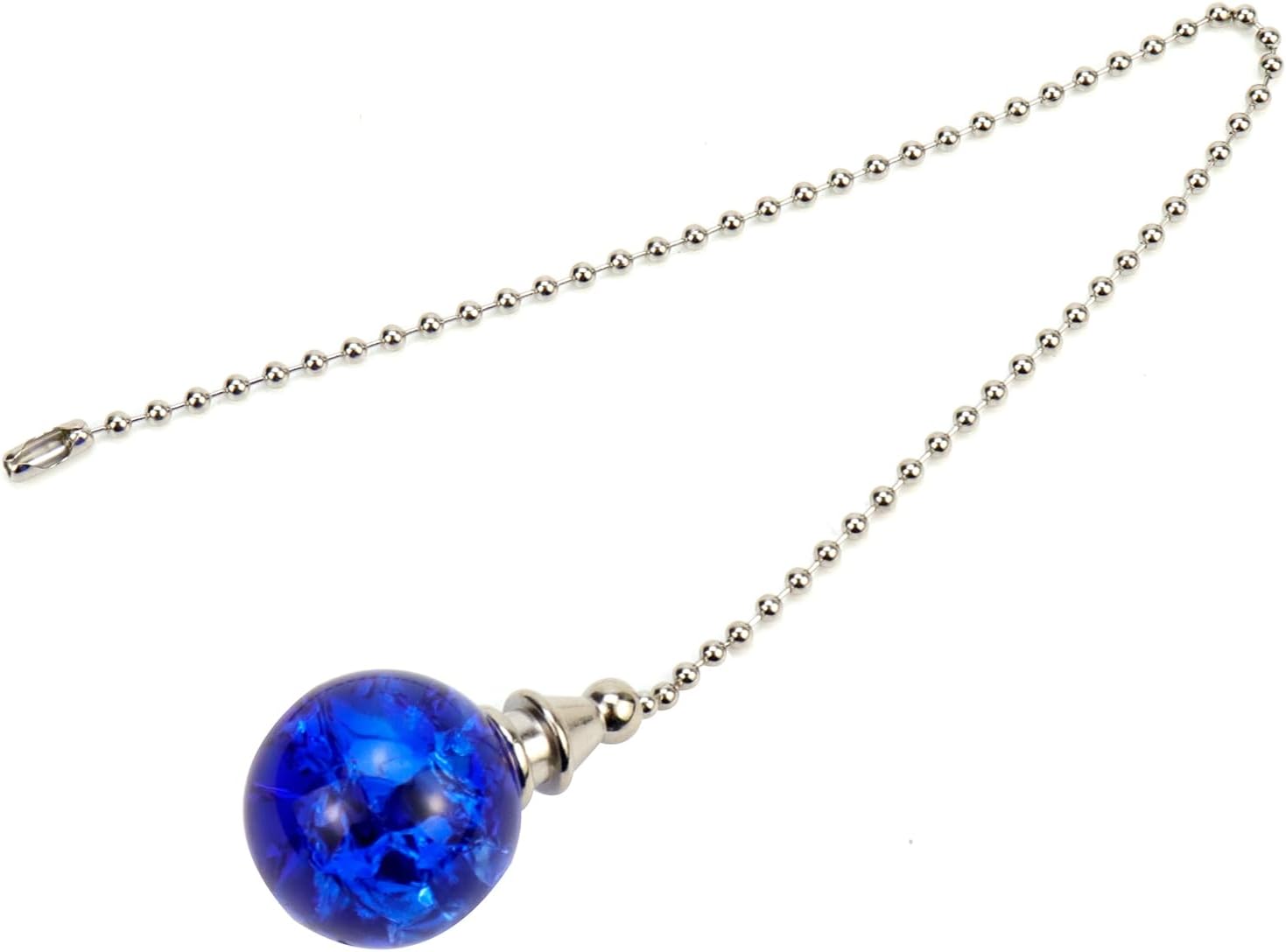 2Pcs Crystal Glass Ceiling Fan Pull Chains Light Fan Pulls Decorative Beaded Chain Extender, Blue