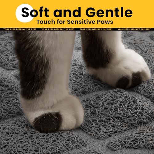 Image of Conlun Cat Litter Mat Litter Trapping Mat, 30 inch x 20 inch Premium Durable PVC Grid Mesh with Scatter Control, Non-slip, Less Waste Cat Litter Box Mat, Soft on Kitty's Paws, Urine Waterproof