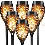CNMTCCO Solar Flickering Flame Lights - 6 Pack Outdoor Garden Solar Lights, Waterproof Torch Landscape Lighting for Patio, Pathways, Lawn, Yard Decoration