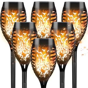 CNMTCCO Solar Lights Outdoor Garden, 6 Pack Solar Flickering Dancing Flame Lights, 53 CM Tall Waterproof Solar Torch Lights Landscape Lighting for Garden Patio Pathways Lawn Yard Decoration