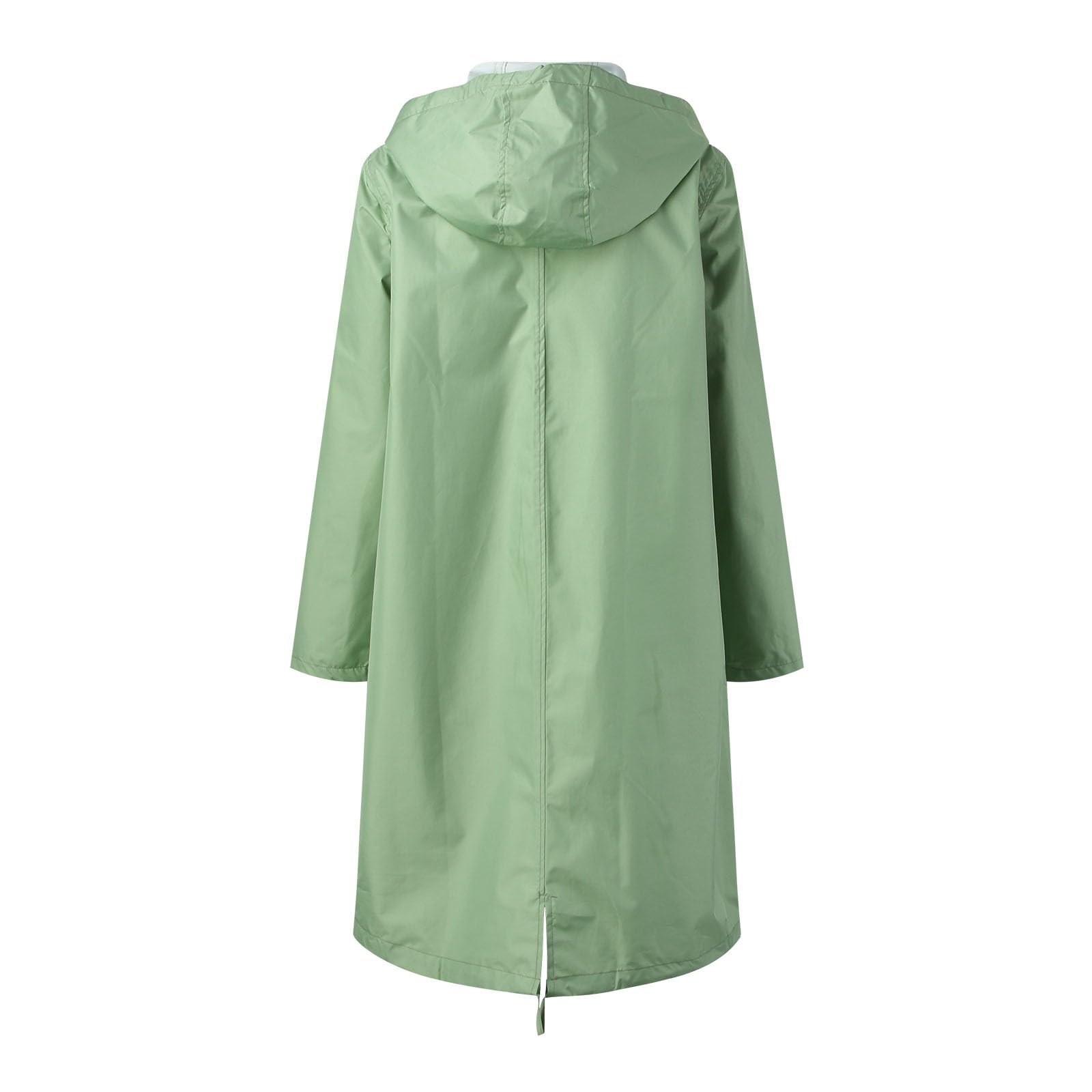 Generisch Damen-Regenjacke mit Kapuze, leichter, langärmliger Windjacke mit Reißverschluss, Kordelzug Taschen