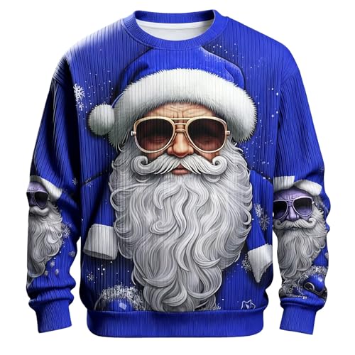 Jersey de Papá Noel azul marino para tardes de sofá y cenas familiares de invierno XL