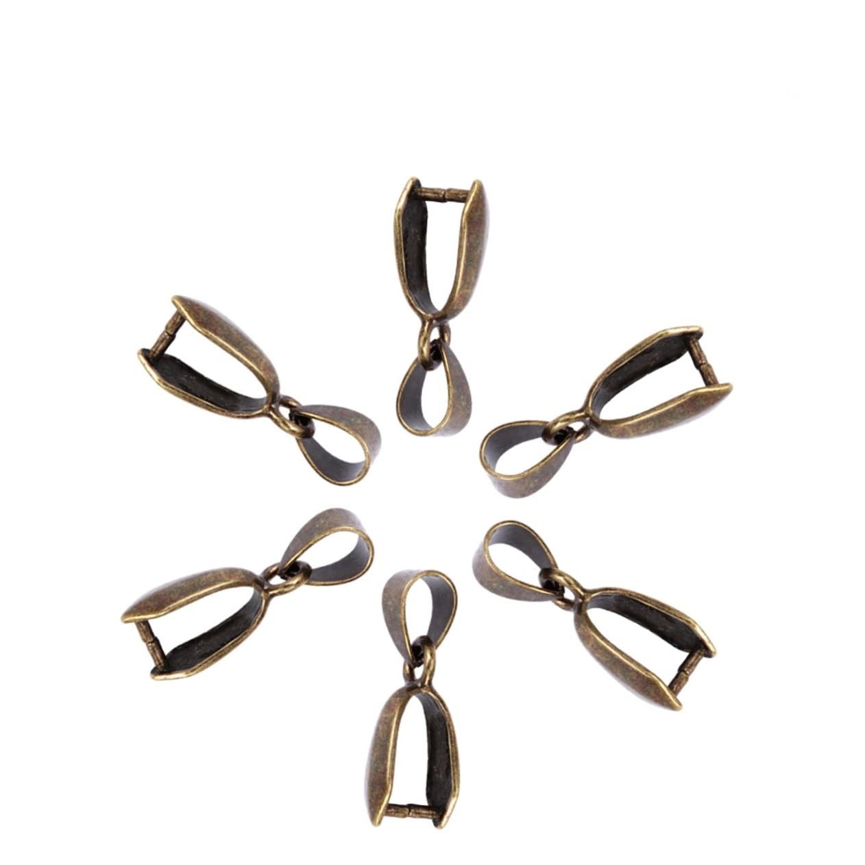 Chiusura a Pinza in Ottone Color Bronzo 100 Pezzi per Gioielli | Connettore Pendente 16mm, per Bigiotteria Fai da Te, Accessorio Antiruggine e Facile da Usare