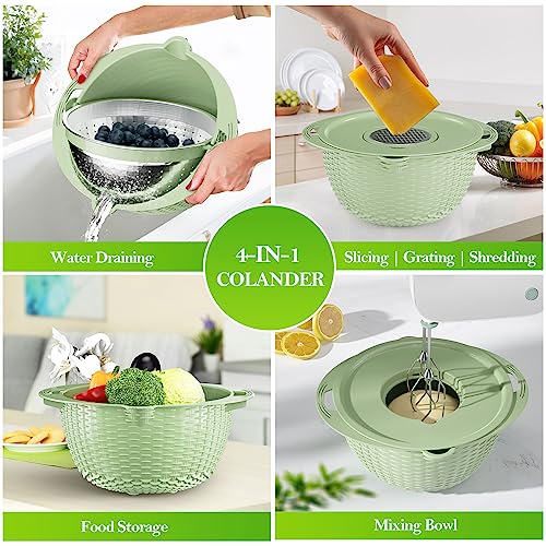 Edelstahl Sieb Set mit Rührschüssel - Rostbeständiges Küchensieb für Nudeln, Obst & Gemüse - Spülmaschinenfest für Kochen & Meal Prep