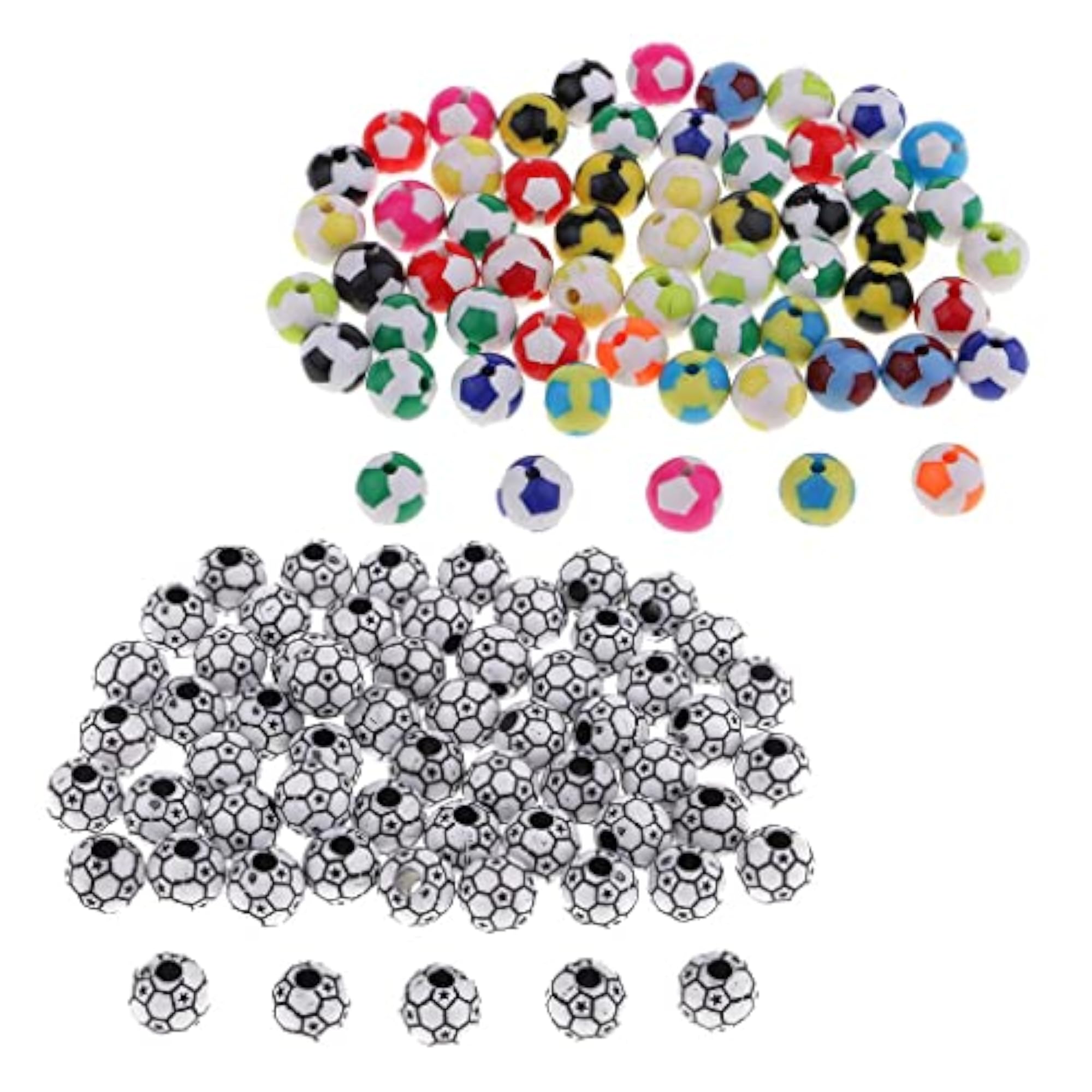 60Pcs Soccer Ball Beads for DIY Jewelry Making