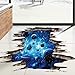 3D Space Floor Sticker,Blue Galaxy Wall Decal-Removable Mural for Kids Bedroom Living Room Milky Way Decorations