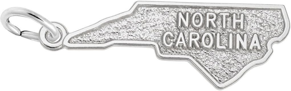 Rembrandt North Carolina Map Charm - Metal - Sterling Silver