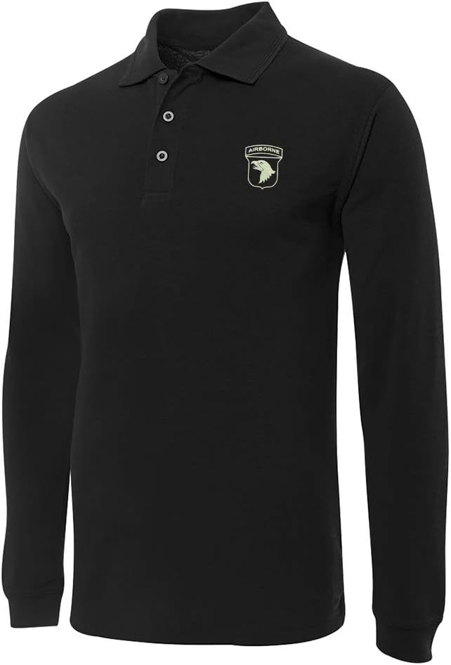 Polo for 101st Airborne Stencil Embroidery Long Sleeve Polo Shirts Embroidered Men's Shirts