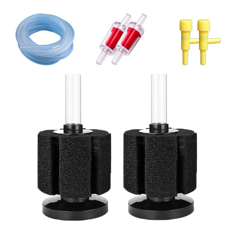 Image of Aquarium Sponge Filter Fish Tank bio Biochemical Betta Shrimp Nano Filter with Airline Tubing (M up to 20Gal 2 Pcs)