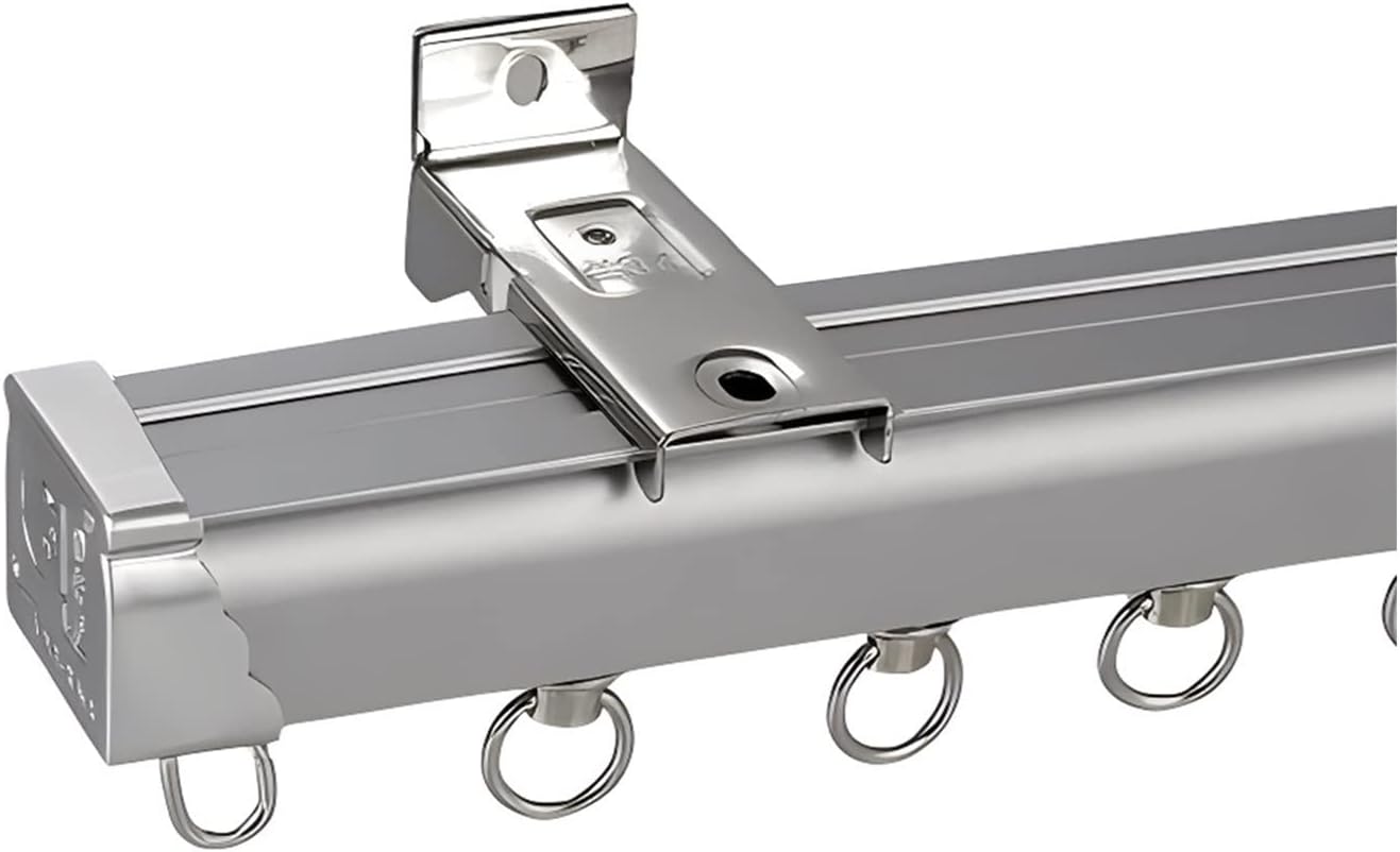 Wall Mount Curtain Rod Track System, 5ft-40ft Adjustable Sliding Rail for Room Divider, Patio & Bay Window, Camper Use, Champagne Color, Easy Installation