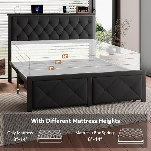 iPormis Queen Bed Frame with Storage & Charging Station - Image 6