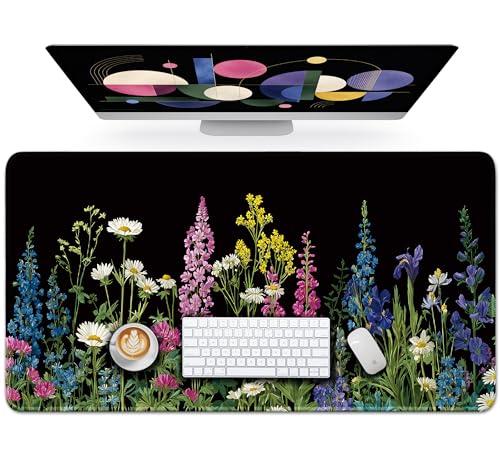 Grand tapis de souris 80x30 cm antidérapant et esthétique Pétales étoilées