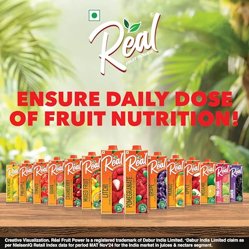 Image of Real Alphonso Mango Fruit Juice-1L | Rich In Vitamin C | No Added Preservatives, Artificial Colors & Flavours | Goodness Of Best Fruits | Tasty, Refreshing & Energising