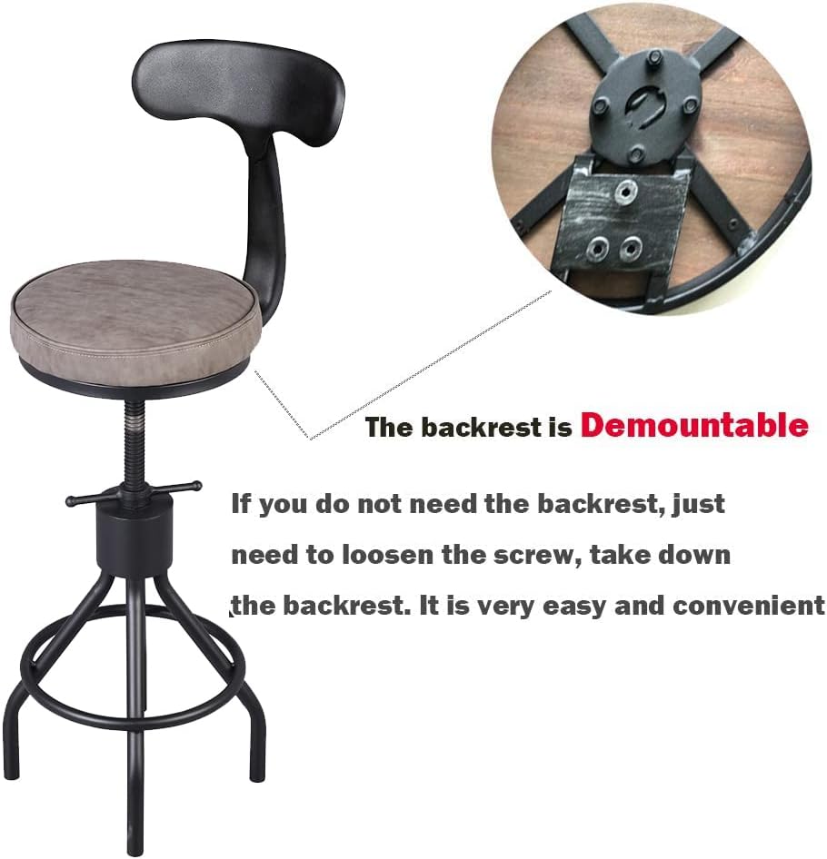 BOKKOLIK Vintage Bar Stools Set of 2 Swivel PU Leather Seat Farmhouse