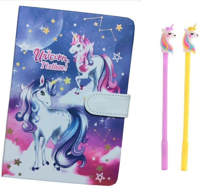 MIMY Unicorn 2Pcs Pen and 1 Pc Unicorn Diary for Girls Personal A5 Size Diary Unicorn Furry Diary for Girls Cute Soft Unicorn Fur Notebook with Ruled Page Approx. 180 Pages… (Unicorn Plain Diary)