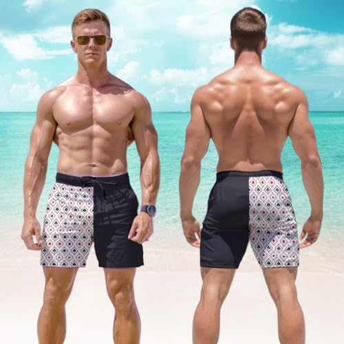 Poker Mens Swim Trunks - Casino Club Men's Beach Shorts, Swim Trunks for Mens with Pockets Set 123