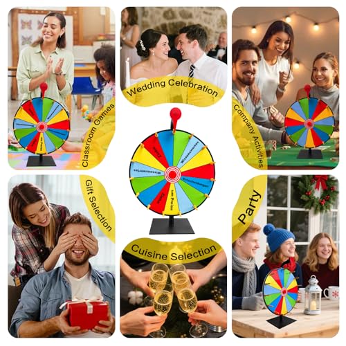 HooBnas Glücksrad zum Drehen, 30cm Gluecksrad Gluecksrad, 15 Slots Glücksrad zum Selbstgestalten, Glücksrad mit Markierungsstift,Radiergummi und Würfe, für Lotteriespiele,Wortspiele,Karneval Party.