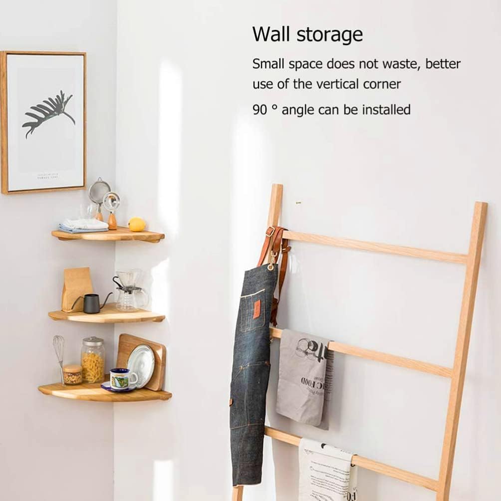 Kichvoe 1 Set of Wood Corner Shelf - Wall Mounted Storage Rack - Floating Corner Shelves for Bedroom Bathroom Kitchen Office, 25cm