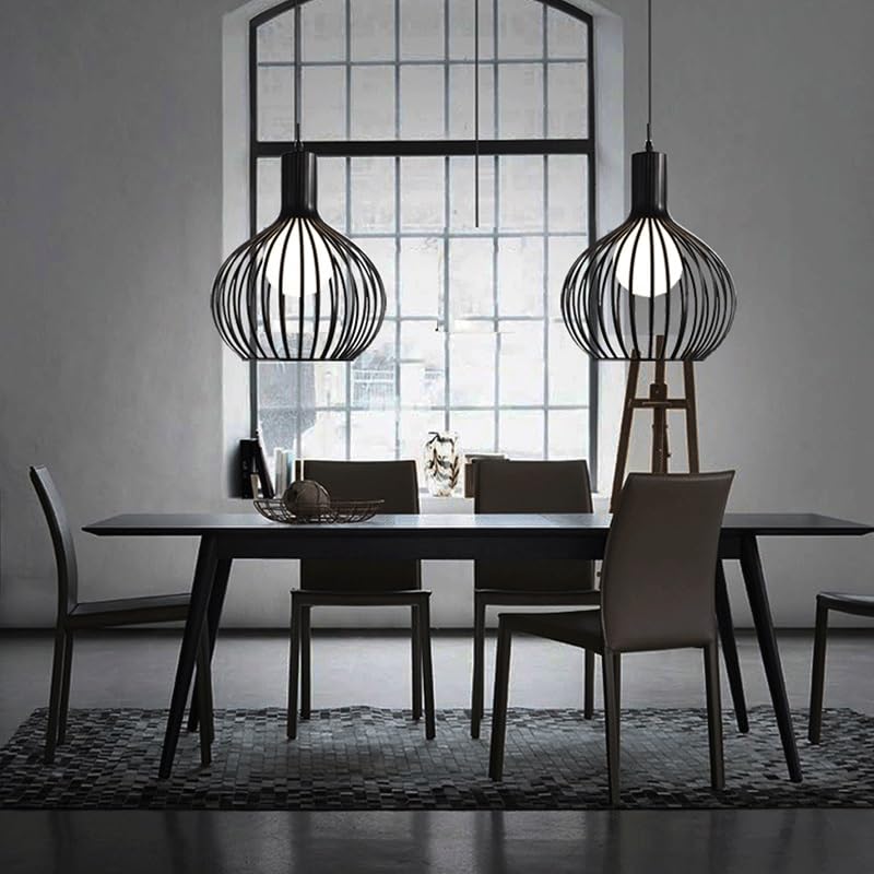 Suspension industrielle E27 abat-jour en fer noir réglable 20cm - 3