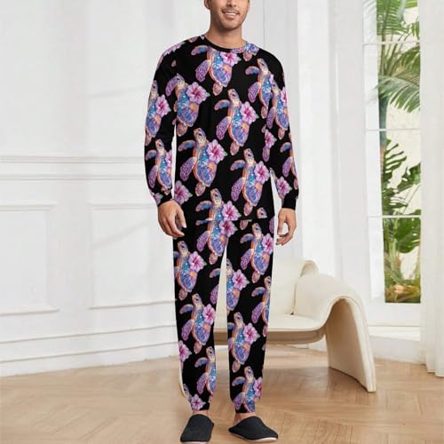 Tie Dye Sea Turtle Pajama Set Long Sleeve Lounge Sets Sleepwear 2 Pjs Nightwear for Men Women2