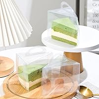 Vista 2 de Paquete de 50 recipientes de plástico para rebanadas de pastel con tapas, contenedor portátil transparente de cúpula mediana con bisagras