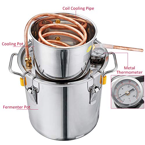 12L Water Alcohol Distiller SENREAL 3GAL Copper Wine Making Boiler Multi Home DIY