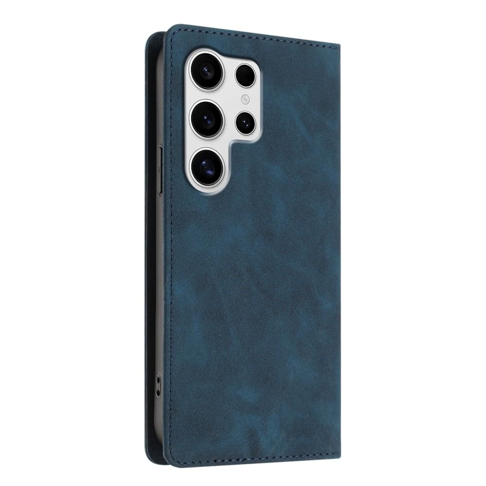 Generic Étui compatible avec Samsung Galaxy A55 (couleur : jaune) Étui en cuir à rabat magnétique uni