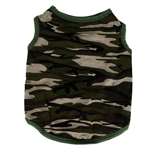 Outtop Dog Army Camouflage T-Shirt - Cotton Elastic Ventilated Puppy Pet Clothes (M) #TOP17