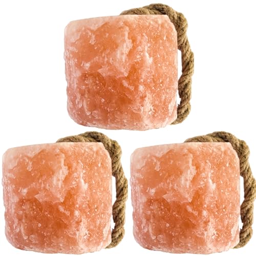 Organo Himalaya Himalayan Salt Lick On Rope 3.5-4 lb Each (Pack of 3) for Horses, Deer, Goats & Livestock | Natural, Mineral-Rich, Long-Lasting Salt Blocks