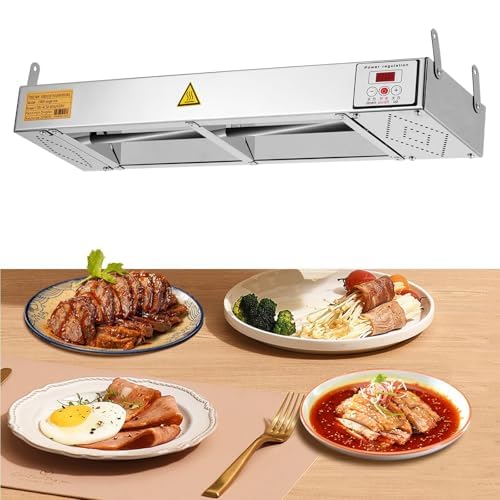 YJINGRUI Wärmelampe Gastro 650W Edelstahl Hängend Buffet Wärmelampe mit Temperaturregelung 30-100C & Digitaldisplay für Restaurant Büffet Partys (60cm)