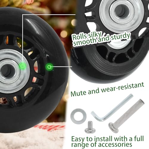 Luggage Wheels Replacement Set of 2, 70mm x 24mm, Black, Metal, Silent & Smooth Operation, Easy Installation, Long-Lasting2