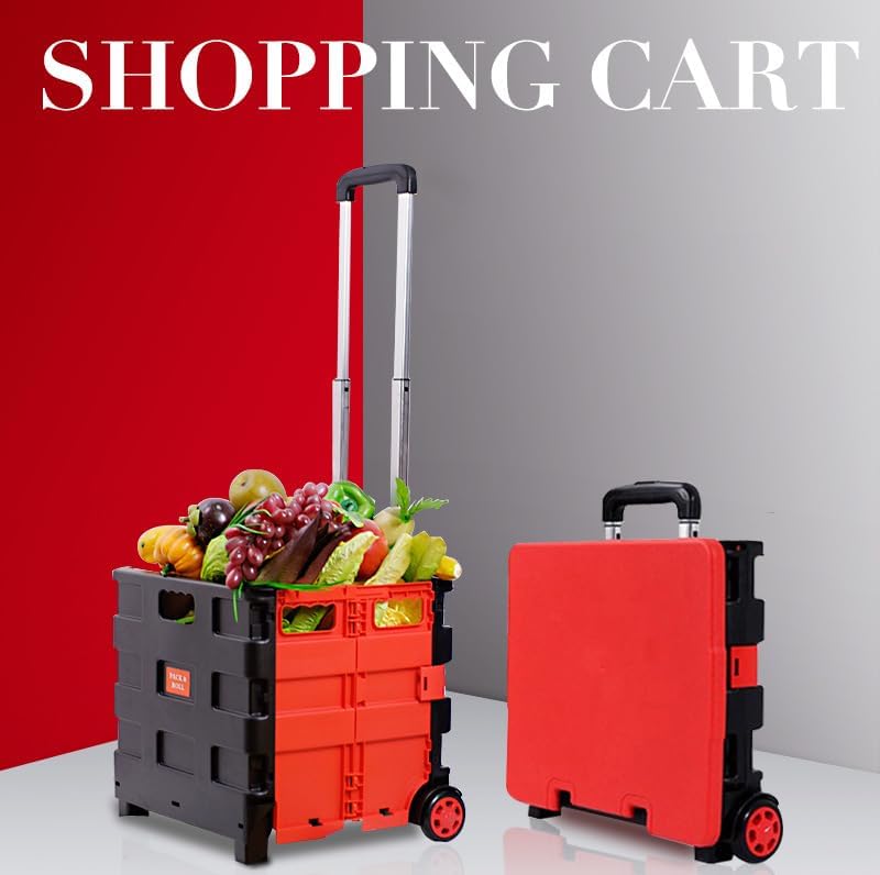 Miniatura 3 de Carrito de compras para profesores con ruedas, carrito portátil plegable, carrito de almacenamiento para maletero de automóvil, carrito práctico con