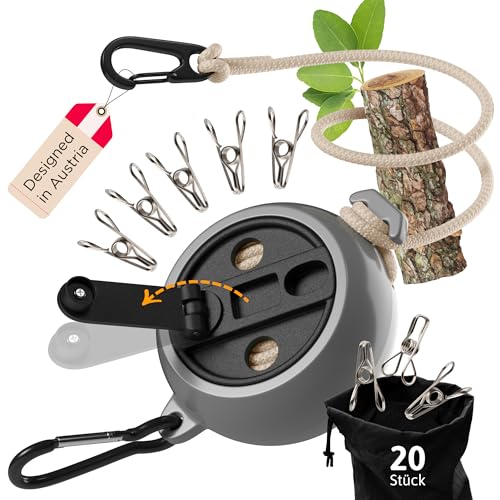 AUTDOOR® Wäscheleine ausziehbar, mit praktischer...