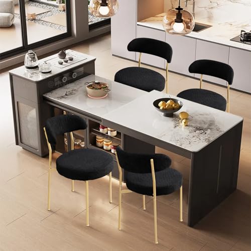 SoarFlash Dining Chairs, Black Boucle Dining Chairs Set of 4,