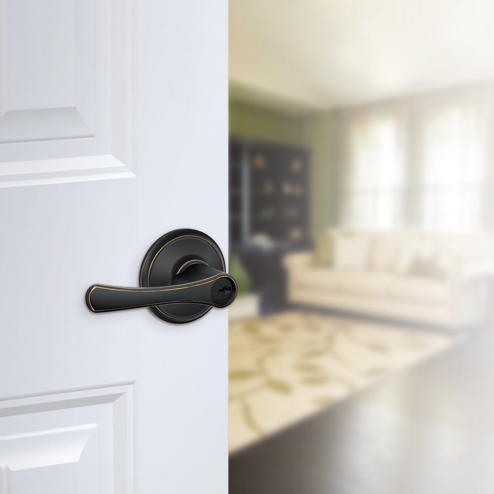 Schlage F51a Vla 716 Avila Keyed Entry Door Lever, Aged Bronze