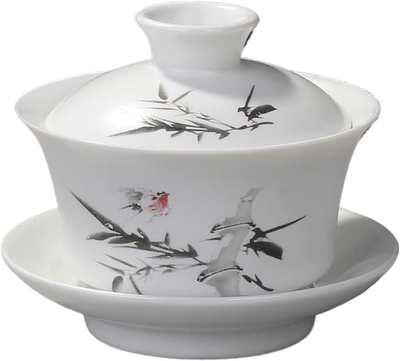 Porcelain Teacup,Chinese Tea Bowl,200ml Hand Painted Ceramic Gaiwan Kung Fu Set Tureen Cup Kettle