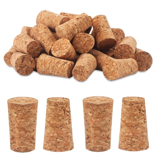 ALAHUGYEF 30 Pcs Wine Corks, Wine Bottle Corks, Tapered Cork Plugs, Natural Wooden Wine Bottle Stoppers Replacement Corks, Soft Wood Corks for Beer Liquor Bottles DIY Crafts Wine Stopper Corks, Brown