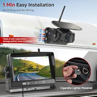 Venluna Dual Wireless Magnetic Backup Camera for Trailer - 7” 1080P HD 4CH Monitor with Solar 15000mAh Rechargeable Night Vision Rear Camera, DVR Loop Recording Waterproof No Delay for Truck,RV,Camper