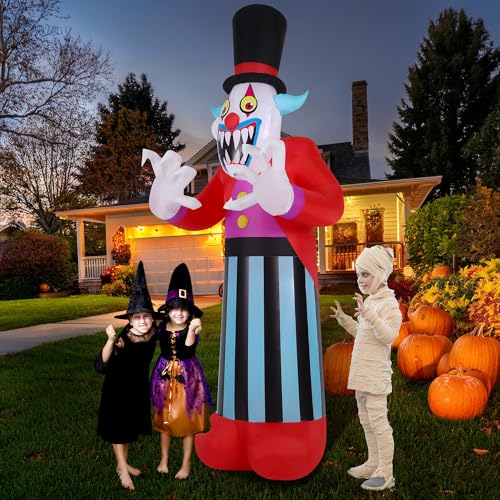 10 FT Halloween Inflatables Clown Ghost Outdoor Decorations, Giant Blow Ups with Build-in LED Lights, Funny Yard Garden Decoration for Halloween Party Indoor Outdoor