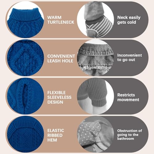 Image of BINGPET Dog Sweater for Medium Large Dogs, Turtleneck Knitted Clothes